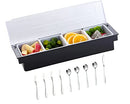 KNC Food & Condiment Dispenser Caddy, 4 Compartment Garnish, Caddy, B0B9KQDKMX - Brand New