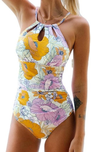 CUPSHE WOMEN'S ONE PIECE SWIMSUIT HIGH NECK TUMMY CONTROL - SIZE:XL - MULTICOLOR - Like New