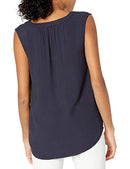 AMAZON ESSENTIALS WOMEN'S RELAXED FIT SLEEVELESS V-NECK WOVEN SHIRT - XS - NAVY - Brand New