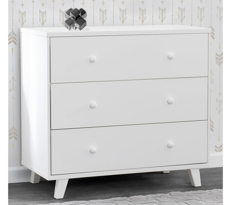 DELTA CHILDREN AVA 3-DRAWER DRESSER WITH CHANGING TOP - WHITE - Like New