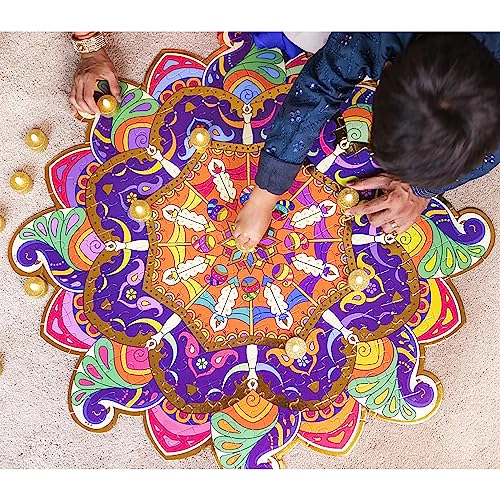 Kulture Khazana Family Rangoli Diwali Puzzle 150 Piece 32" Across - Purple - Like New