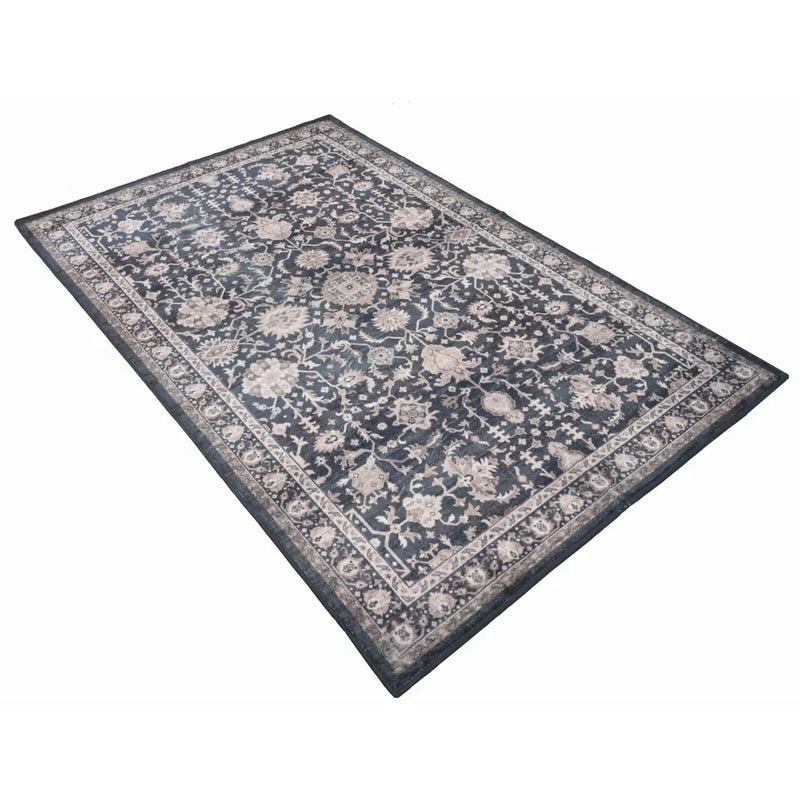 BIBB HOME 5FTX7FT WASHABLE FLANNEL PRINTED AREA RUG - MIDNIGHT BLOOM - Brand New