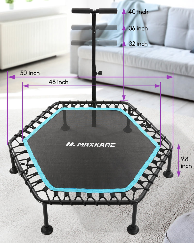 MAXKARE 50" MINI TRAMPOLINE FITNESS HEXAGON EXERCISE REBOUNDER - BLACK - Like New