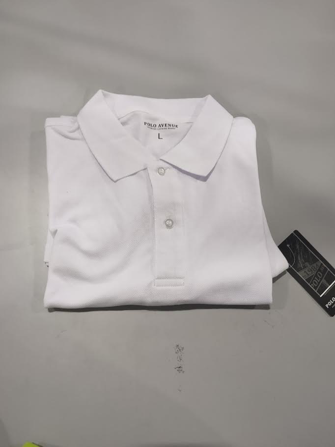 POLO AVENUE POLO SHIRT - SIZE: MEN L - WHITE - Like New