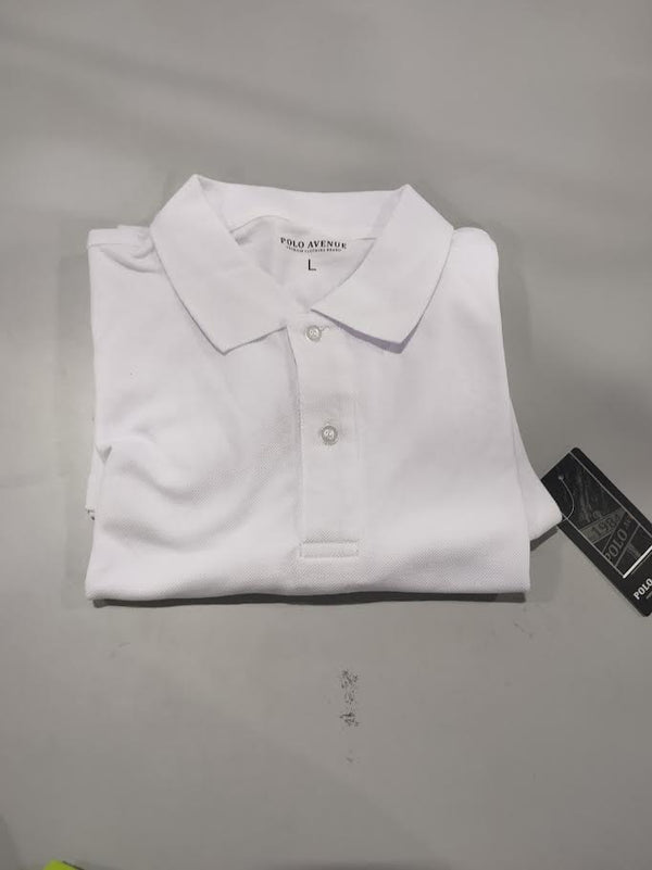 POLO AVENUE POLO SHIRT - SIZE: MEN L - WHITE - Brand New