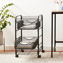 SAFCO 5215BL ONYX MESH OPEN FILE CART WITH 2 STORAGE DRAWERS, - BLACK - Brand New