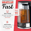 GOURMIA ELECTRIC GLASS KETTLE 1.7L CAPACITY DIGITAL DISPLAY GDK-2375 - BLACK - Like New