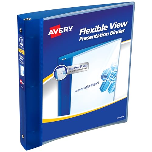 AVERY FLEXIBLE VIEW 3 RING BINDER 1 INCH ROUND RINGS 1 COUNT - BLUE - Brand New