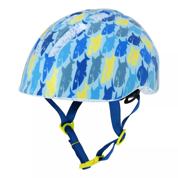 RASKULLZ LIL SHARKIE BICYCLE HELMET SIZE: 48CM-52CM - BLUE/NEON - Scratch & Dent