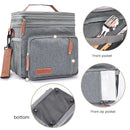 UMUFUKA  DOUBLE COMPARTMENT LUNCH BAG INSULATED LUNCH COOLER TOTE - GRAY - Brand New