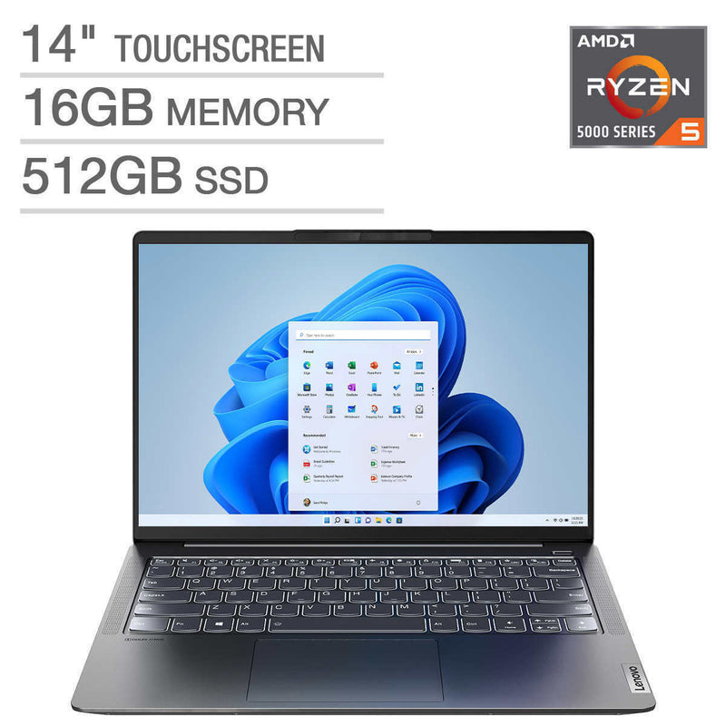 For Parts: LENOVO IDEAPAD 5 PRO 14" TOUCH RYZEN 5 16GB 512GB SSD - CRACKED SCREEN/LCD