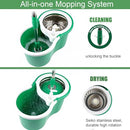 Spin Mop and Bucket with Wringer Set, 360° Spinning Mop Bucket System (Green) - Brand New