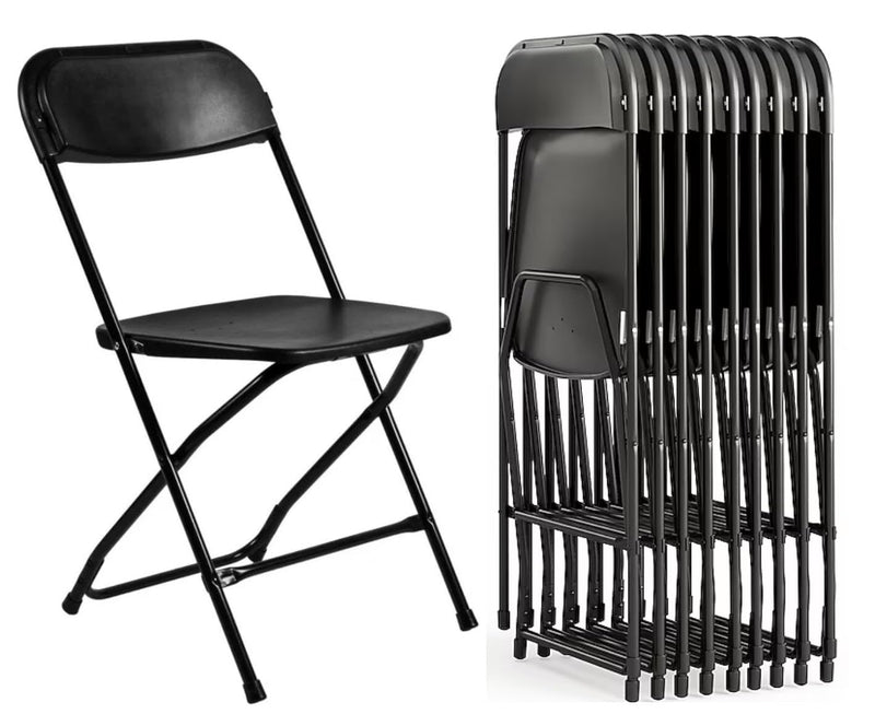 CHIVARI PLASTIC FOLDING CHAIR 10 PACK 650LB WEIGHT - BLACK - Like New
