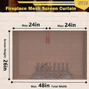 Powrocket Fireplace Mesh Screen Curtain 24"Wx26"H Sturdy Spark Security - Brass - Brand New