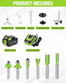 WORKPRO 20V CORDLESS COMPACT ROUTER KIT VARIABLE SPEEDS - GREEN - Like New