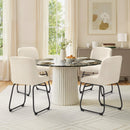 LUE BONA Breathable Dining Room Chairs Set of 4, Cream Linen Fabric Light Linen - Brand New