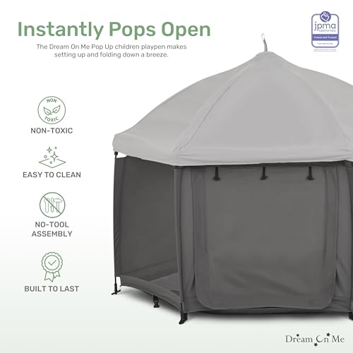 Dream On Me Pop Up Children Playpen in Charcoal - Like New