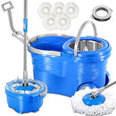 Masthome Mop and Bucket with Wringer Set Self Wringing Mop for Floor Cleaning - Brand New