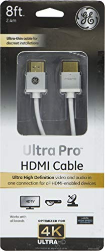 GE ULTRAPRO HDMI CABLE HIGH SPEED ETHERNET 8FT 4K ULTRA HD SILVER 33510-3 - Like New