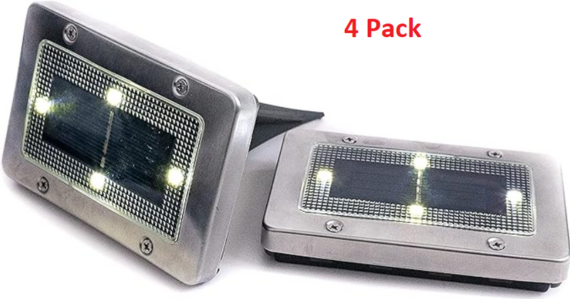 Sunspot Weatherproof Solar LED Disk Lights 4 pack TOE424 - STAINLESS STEEL - Like New