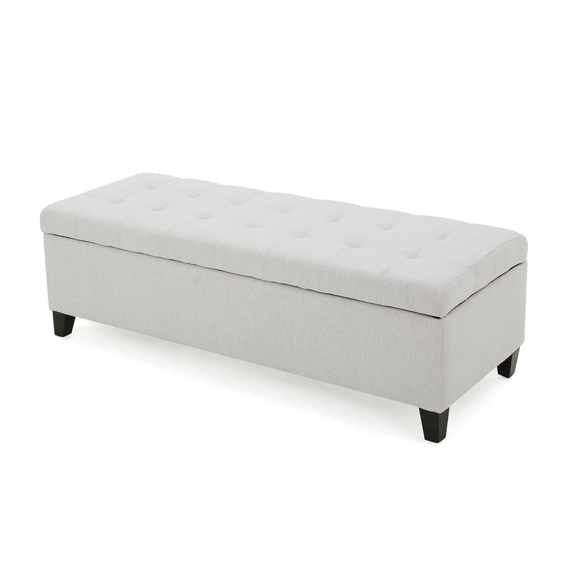 CHRISTOPHER KNIGHT HOME MISSION FABRIC STORAGE OTTOMAN, LIGHT GRAY - Like New