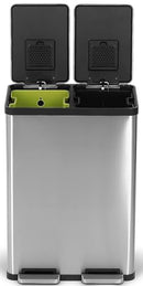 SIMPLI-MAGIC 60L/16G RECTANGULAR HANDS-FREE DUAL COMPARTMENT P79598 - STEEL - Like New
