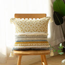 BLUE PAGE BOHO TUFTED DECORATIVE THROW PILLOW COVERS 22 X 22 INCHES - YELLOW - Like New