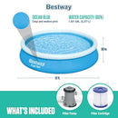 BESTWAY FAST SET 12' X 30" ROUND INFLATABLE RING POOL PUMP 57275 - BLUE - Like New