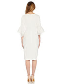 Adrianna Papell Womens Knit Crepe Tiered Sleeve Dress, Ivory, 4 - Brand New