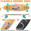 SANVIEW 34" Bamboo Longboard Skateboard Cruiser for Kids Adults Flower - Like New