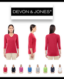 DP184W Devon & Jones Ladies' Perfect Fit Bracelet-Length V-Neck Top New