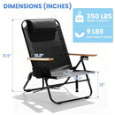 CANPSKY PREMIUM PORTABLE CAMPING CHAIR 5-POSITION RECLINER - BLACK - Like New