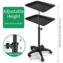 DAMGOLOZA Salon Tray Cart on Wheels Height Adjustable Trolley Cart - Black - Brand New