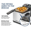 ELITE GOURMET EDF1607 800W MESH BASKET 1.6 QUART/6.5 CUP OIL - STAINLESS STEEL - Like New