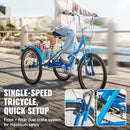 VEVOR Folding Adult Tricycle, 24" Adult Folding Trikes, SS003-2C - Blue - Like New