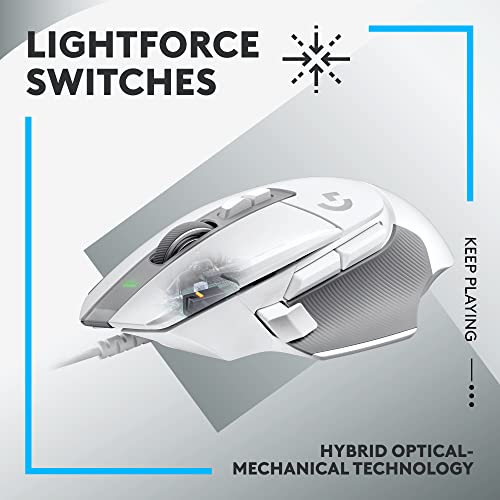 Logitech G502 X Wired Gaming Mouse Lightforce Hybrid Optical 810-007921 - WHITE - Like New