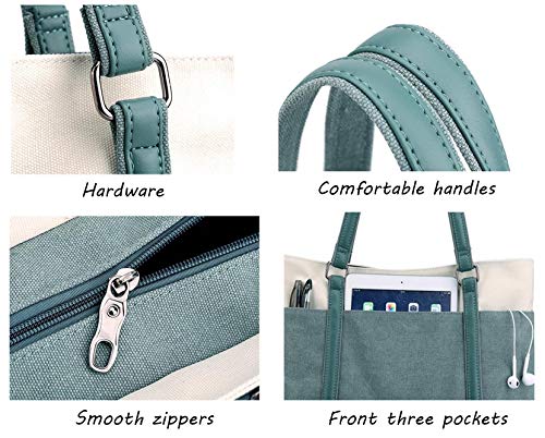 WXNOW WOMEN LAPTOP TOTE BAG CANVAS HANDBAG PURSE SHOULDER BAG - GREEN - Like New
