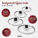 Cuisinel Cast Iron Skillets Set - 6"+8"+10+12"-Inch + Glass Lids + Silicone - Like New