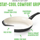 GreenLife Soft Grip Healthy Ceramic Nonstick 16 Piece Kitchen Pots - Black/Cream Like New