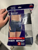 BLACK HORSE POLO CLUB BOXER BRIEF 3 PACK - SIZE: MEN 2XL - BLACK/GRAY/BLUE - Brand New