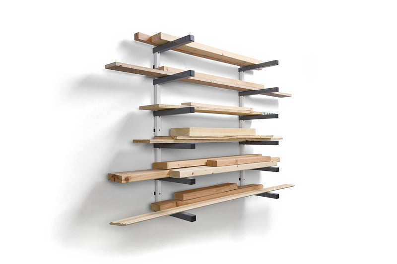 BORA PORTAMATE 6-LEVEL WOOD STORAGE RACKS LUMBER - WHITE/GRAY - Like New
