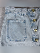 FREE ASSEMBLY MINI SKIRT WASH GOLD BUTTON HIGH WAIST SIZE 4 - LIGHT BLUE JEAN - Like New