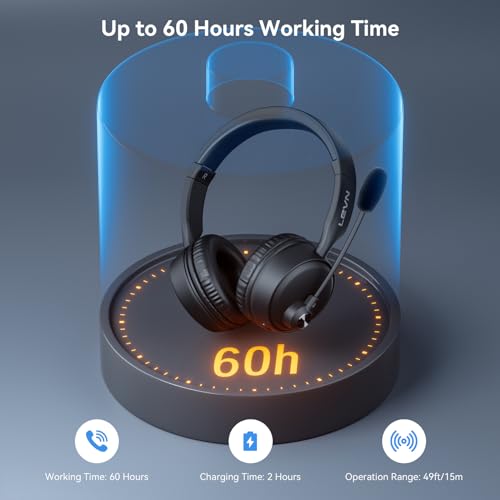 LEVN Bluetooth Headset Microphone Wireless Headset Mic Mute Button CT003 - Black - Like New