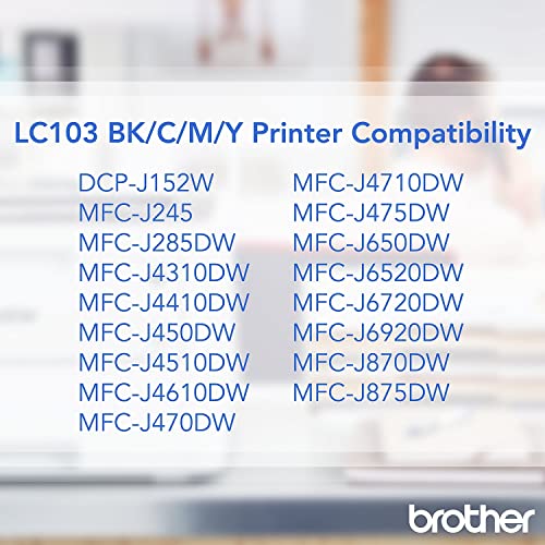Brother Printer LC103Y High Yield Cartridge Ink, YELLOW - Brand New
