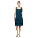 S.L. Fashions Women's Jacket Dress Sequined Cut Out Shoulders, Size 12, Mid Teal - Brand New