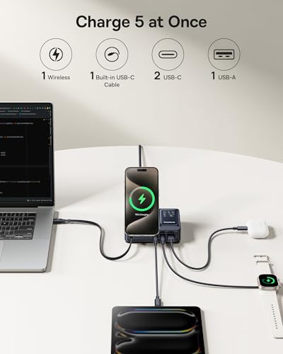 BASEUS NOMOS 5-IN-1 CHARGING STATION 140 W USB-C CHARGER CCNMS140 - BLACK - Like New