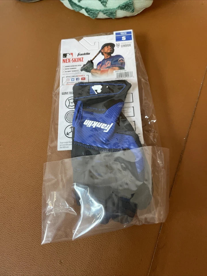 FRANKLIN NEW BATTING GLOVES BLACK YOUTH SMALL NEX SKINZ - SIZE: YOUTH S - BLUE - Brand New