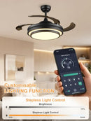 LIGHTIMES 36" Modern Ceiling Fan Dimmable LED Light Retractable Celing Fan - Brand New