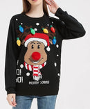 GOPACA WOMEN'S CHRISTMAS SWEATER REINDEER SANTA FAIR - SIZE: M - BLACK - Like New