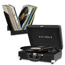 VICTROLA JOURNEY+ BLUETOOTH SUITCASE RECORD PLAYER MATCHING RECORD STAND BLACK - Like New